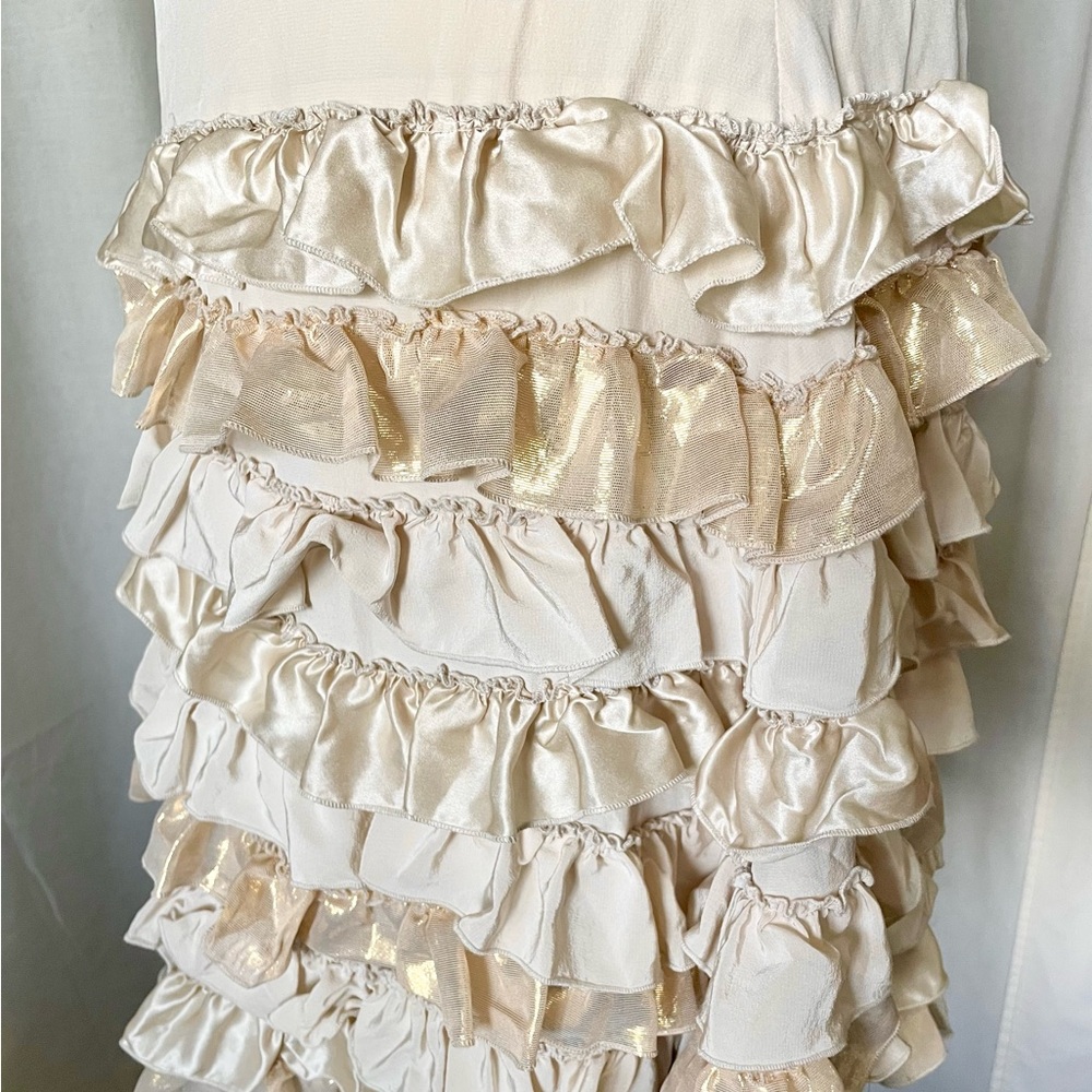 Elegant Cream Ruffle Prom Dress - Picture 10 of 15